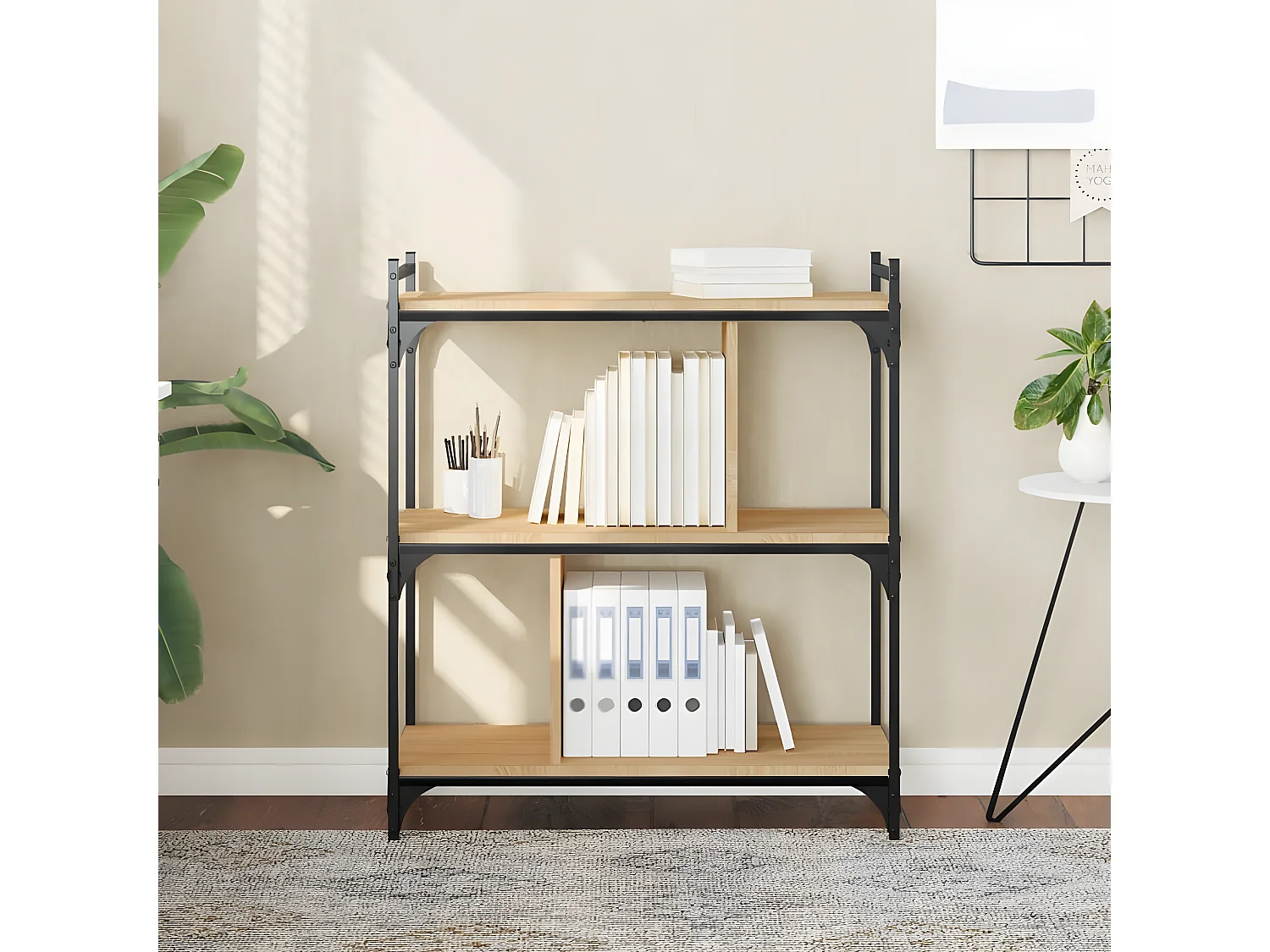 Bibliothèque 3 niveaux chêne sonoma 76x32x88 cm