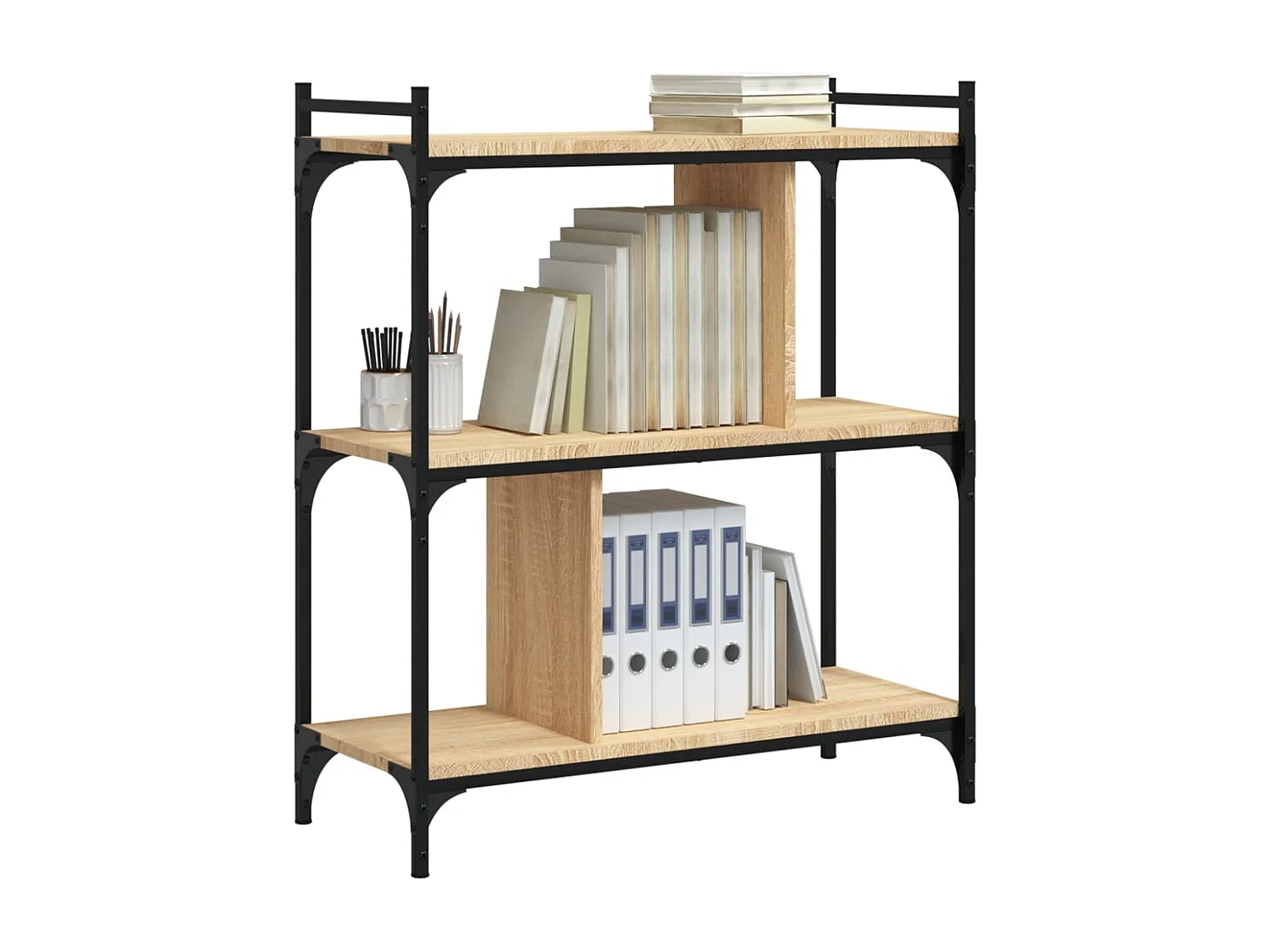 Bibliothèque 3 niveaux chêne sonoma 76x32x88 cm