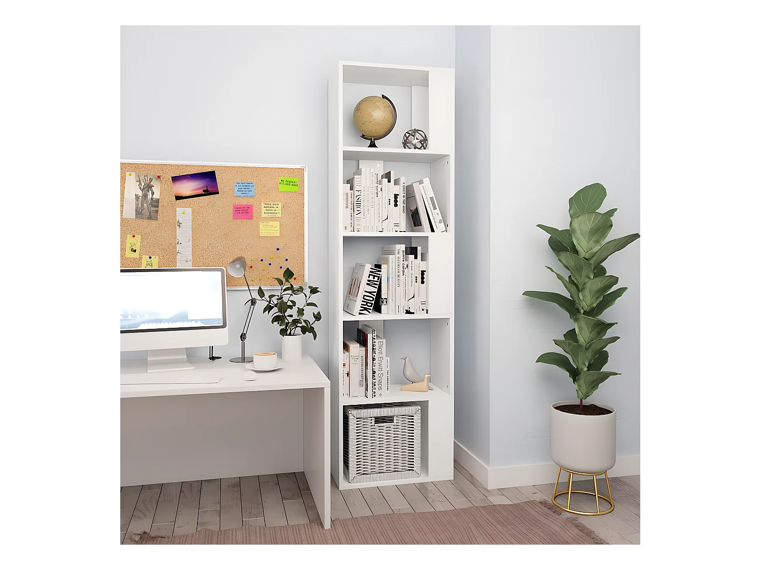 Estantería/divisor madera contrachapada blanco 45x24x159 cm