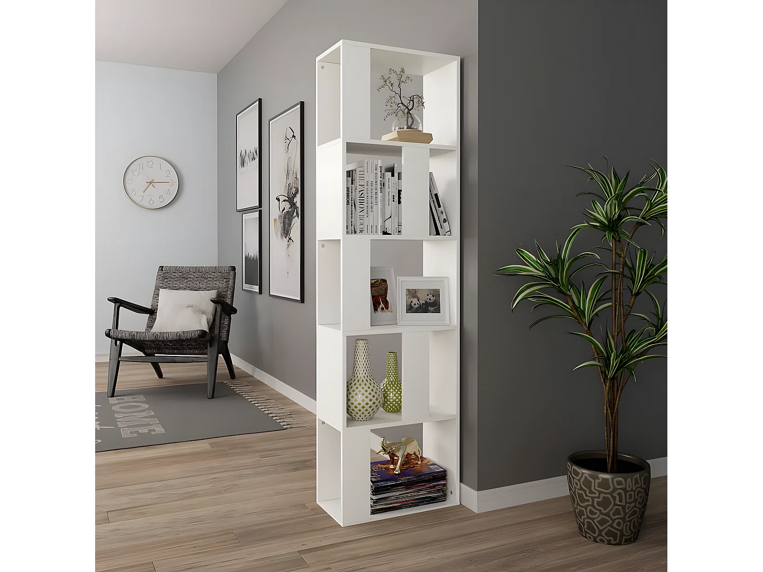 Boekenkast/kamerscherm 45x24x159 cm bewerkt hout wit
