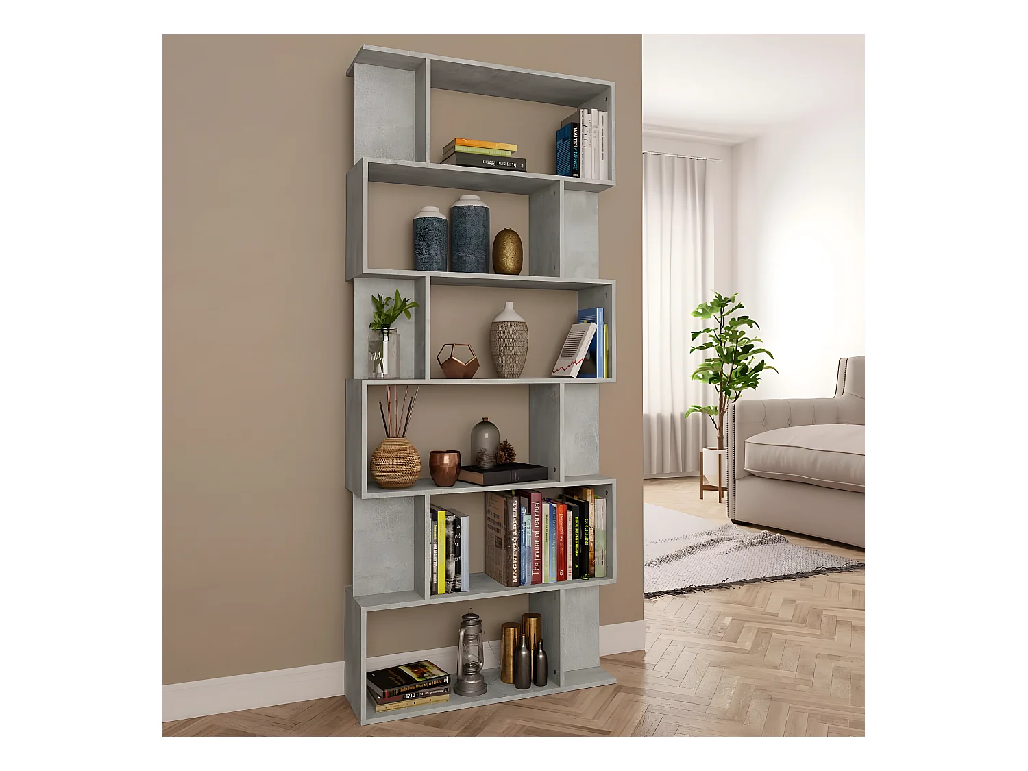 Bibliothèque/Séparateur de pièce Gris béton 80x24x192 cm