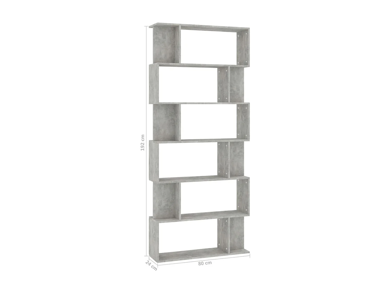 Bibliothèque/Séparateur de pièce Gris béton 80x24x192 cm