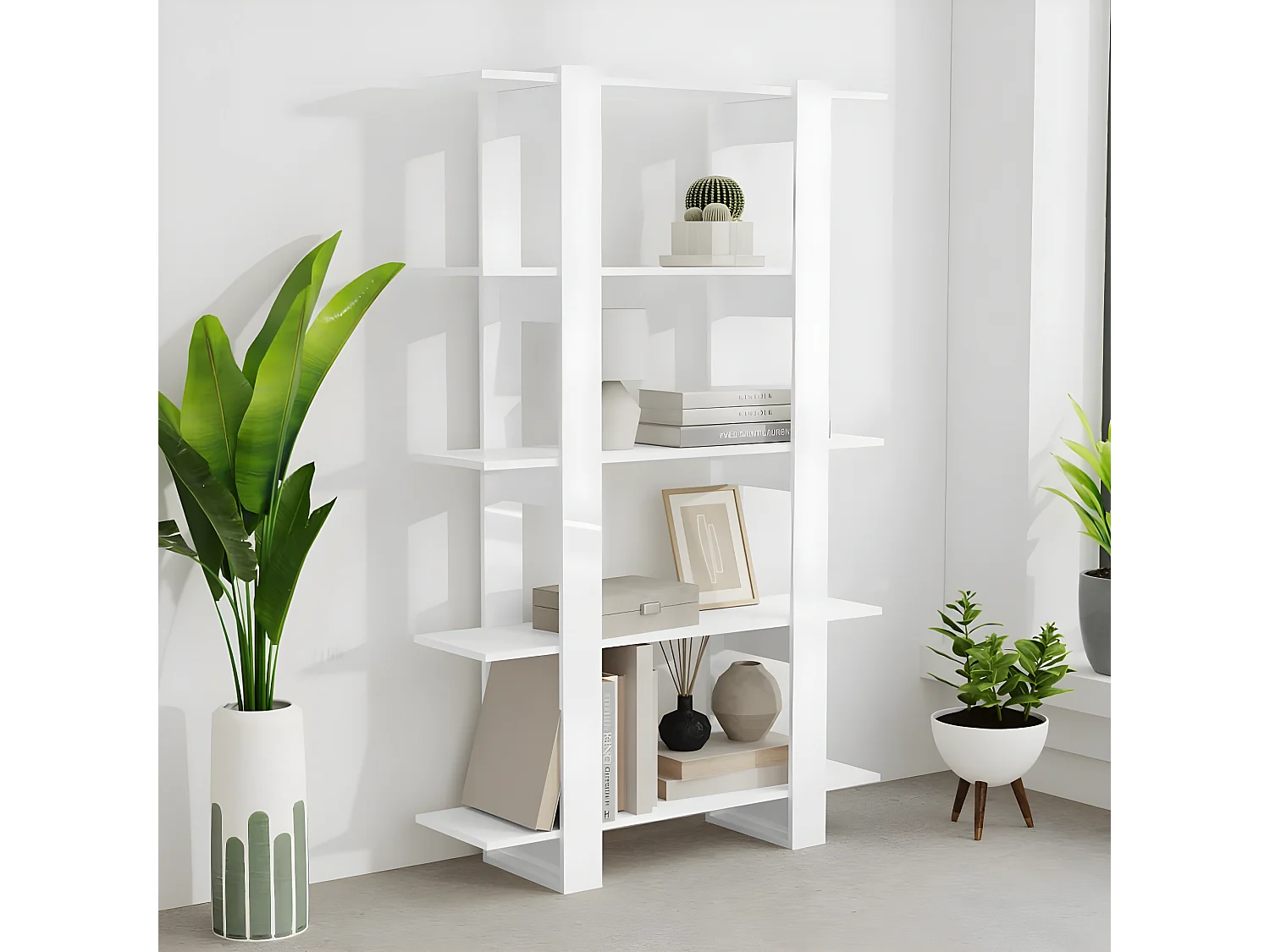 Bibliothèque/Séparateur de pièce Blanc brillant 100x30x160 cm