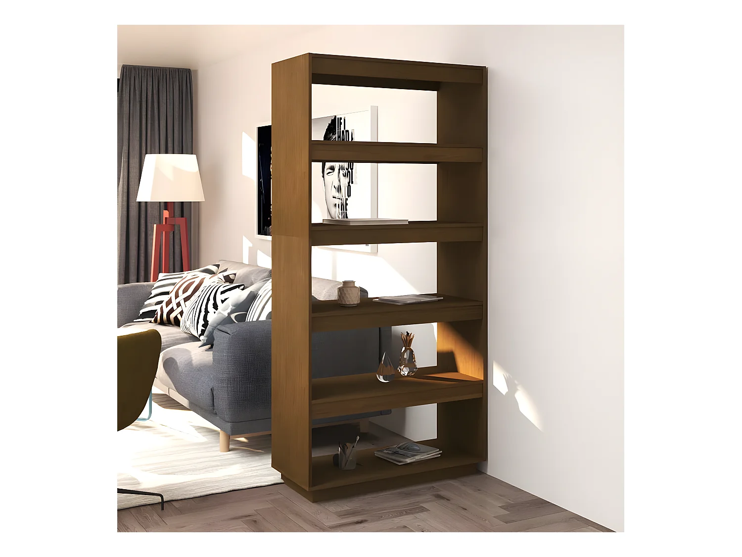 Bibliothèque/Séparateur de pièce Marron miel 80x35x167 cm Pin