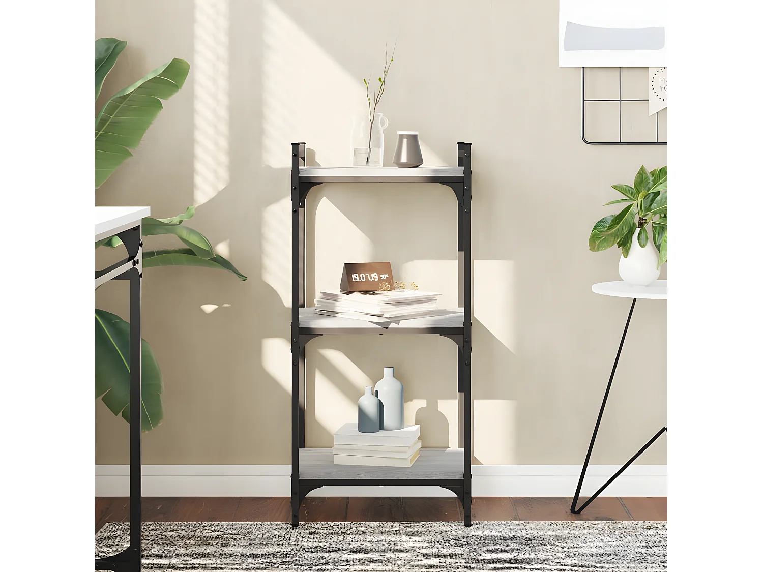 Librería 3 estantes madera ingeniería gris Sonoma 40x30x86 cm