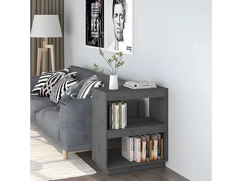 Boekenkast 60x35x71 cm massief grenenhout grijs