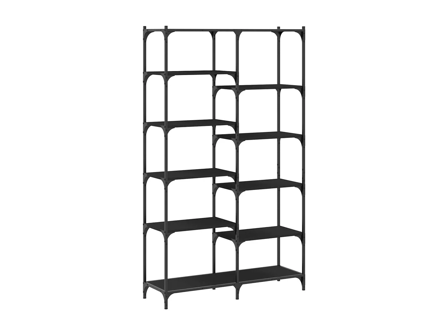 Bibliothèque noir 100x32x170 cm bois d'ingénierie et fer