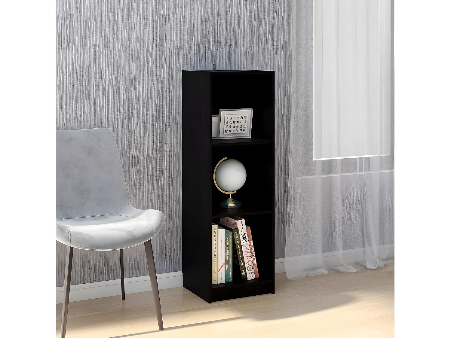 Bibliothèque/Séparateur de pièce Noir 36x33x110 cm Pin massif