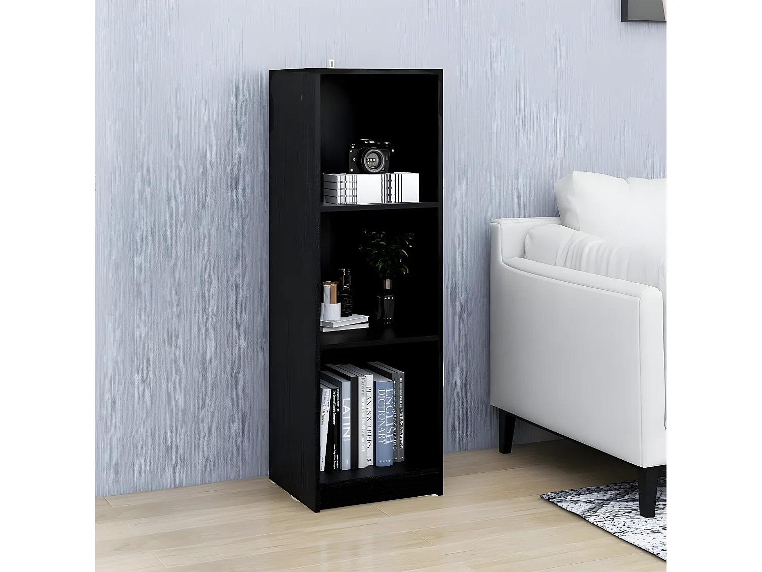 Bibliothèque/Séparateur de pièce Noir 36x33x110 cm Pin massif