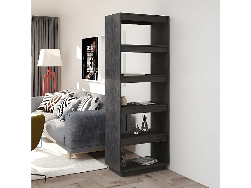 Estante/divisória 60x35x167 cm pinho maciço cinzento