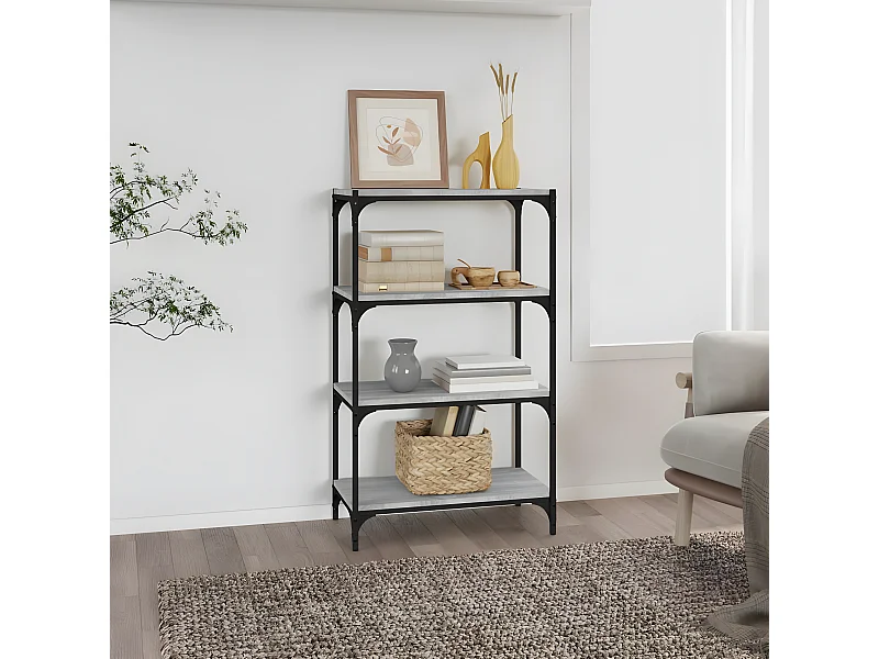 Bibliothèque Sonoma gris 60x33x100 cm Bois d'ingénierie acier