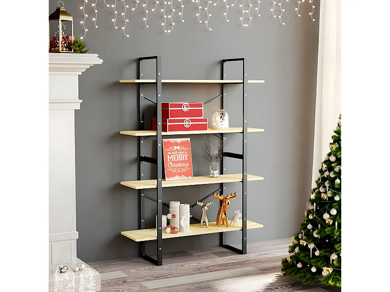 Estantería 4 niveles madera maciza de pino 100x30x140 cm