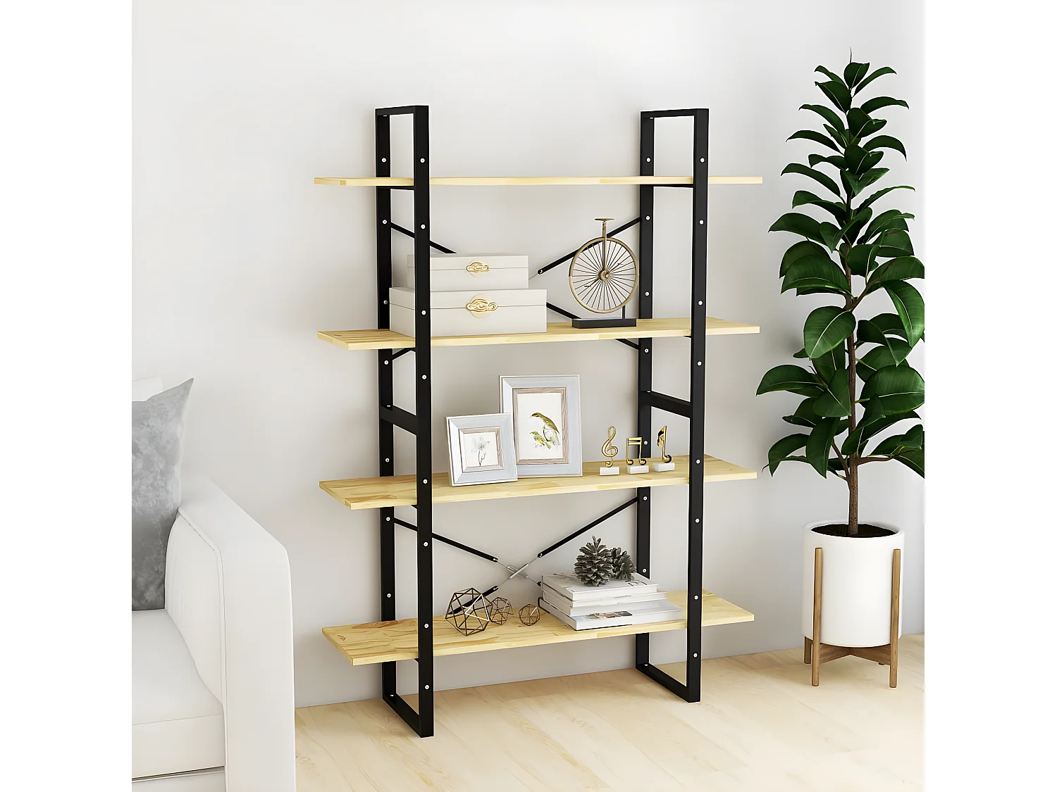 Bibliothèque à 4 niveaux 100x30x140 cm Bois de pin massif