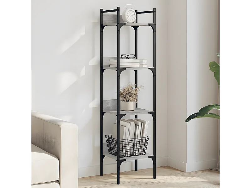 Librería de 4 estantes madera gris Sonoma 35x30x138,5 cm