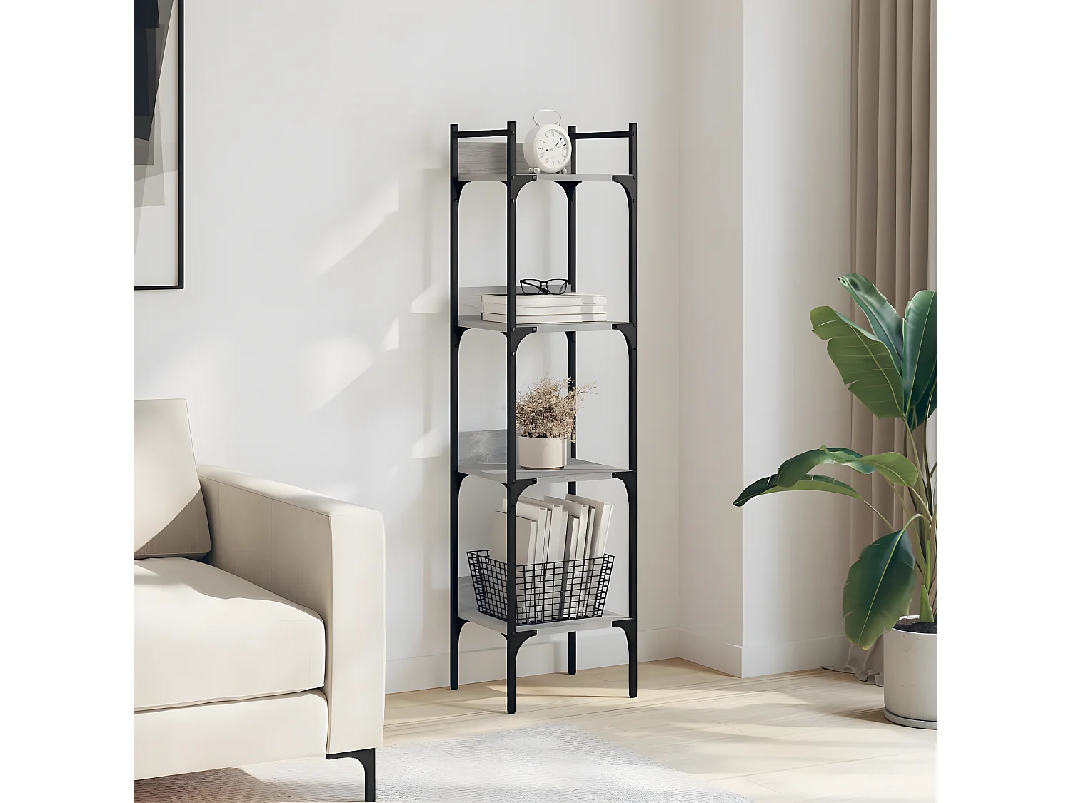 Bibliothèque à 4 niveaux sonoma gris 35x30x138,5 cm