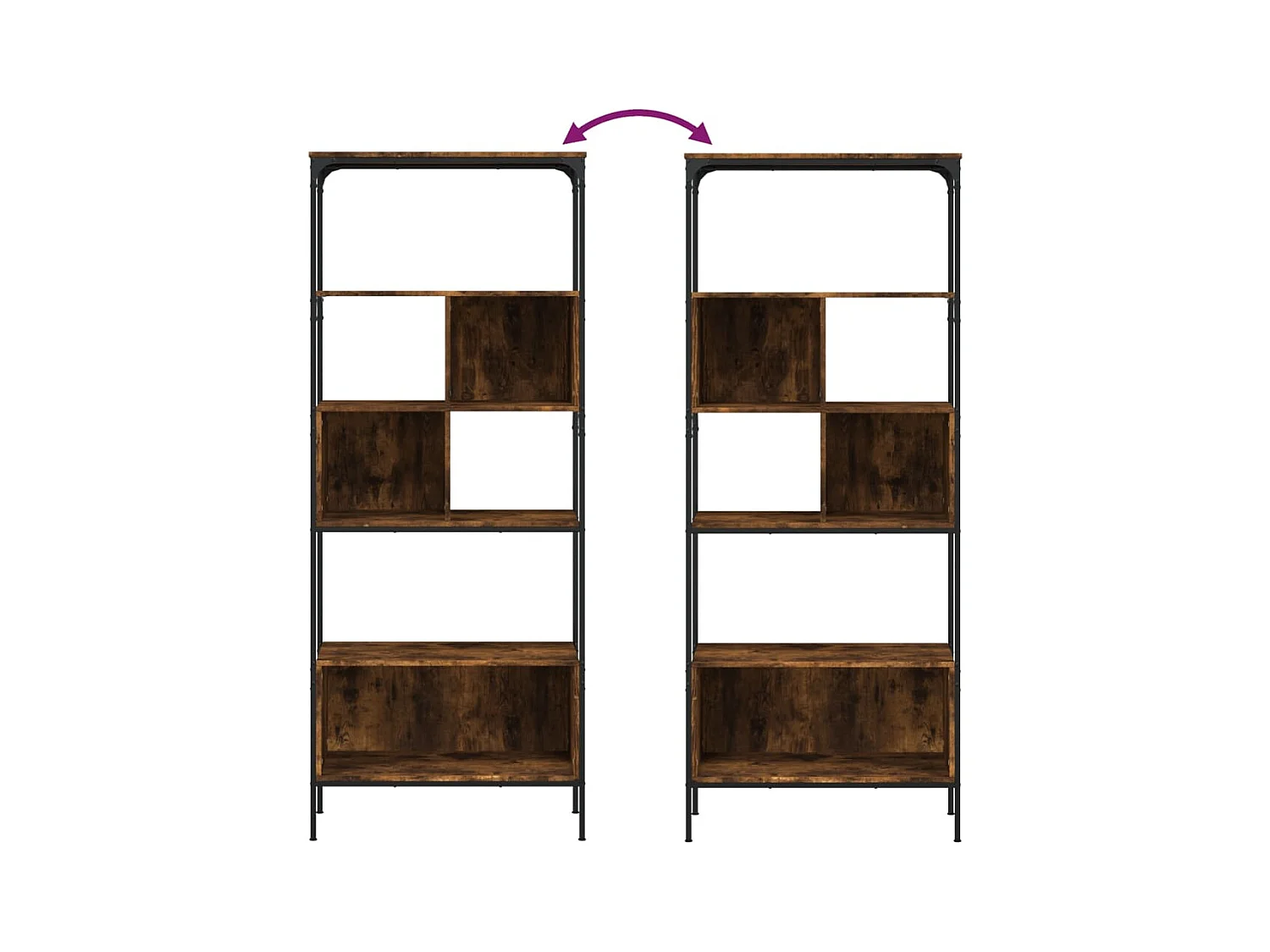 Bibliothèque 5 niveaux chêne fumé 76x33x188,5 cm