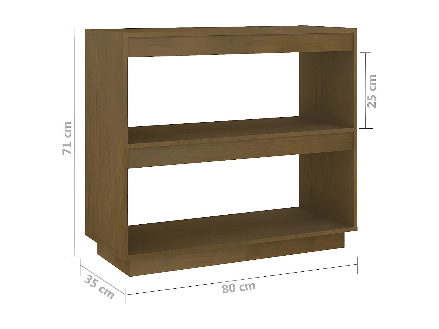 Estantería de madera maciza de pino marrón miel 80x35x71 cm