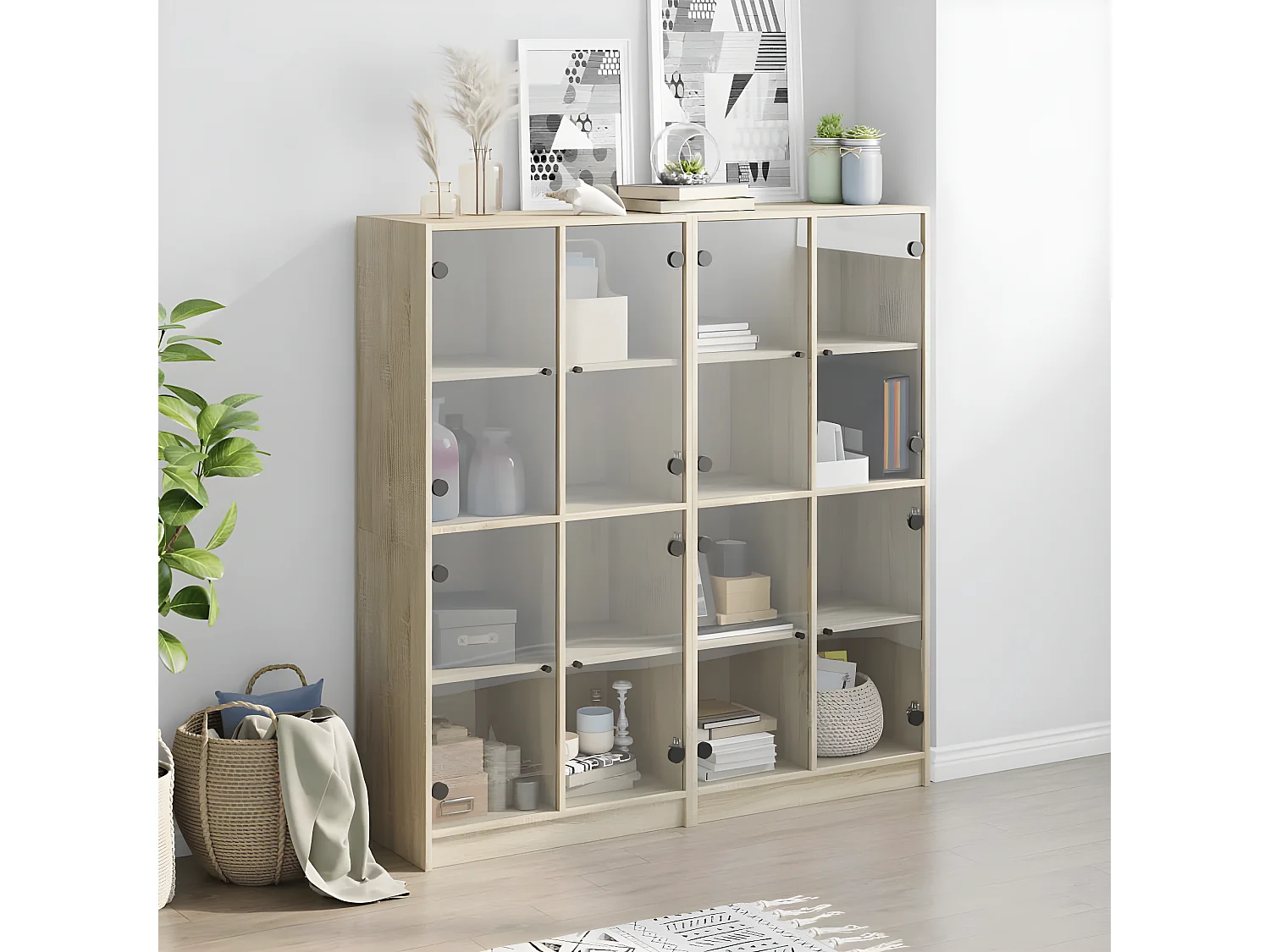 Bibliothèque avec portes chêne sonoma 136x37x142 cm