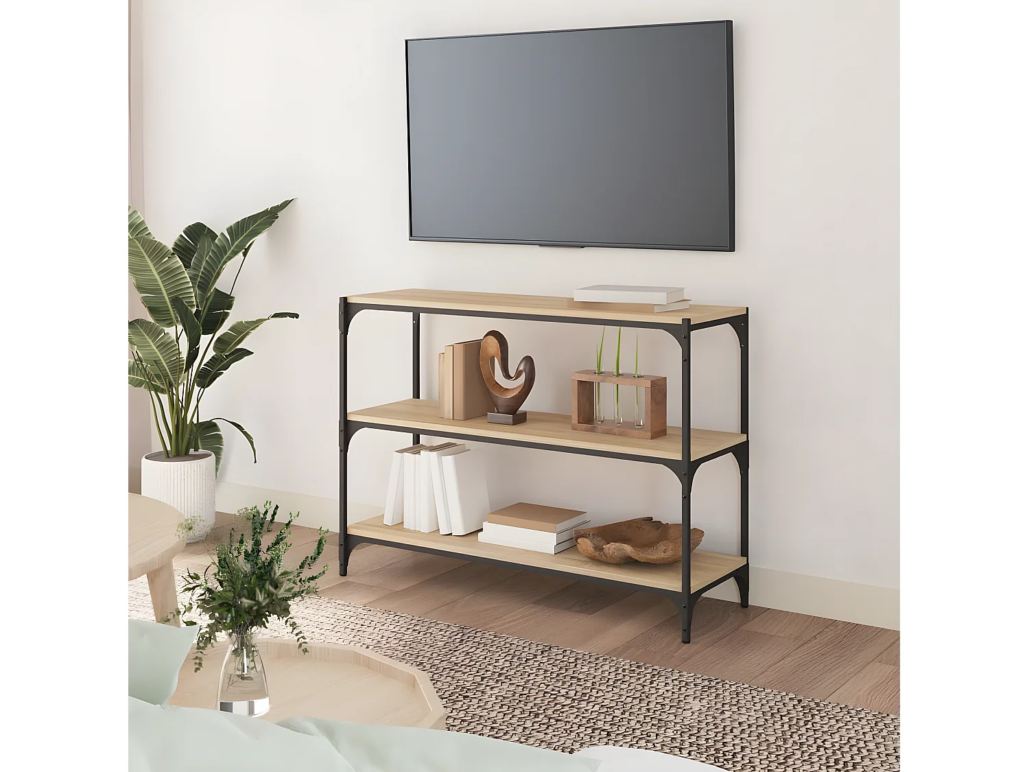 Bibliothèque Chêne Sonoma 100x33x70,5cm Bois d'ingénierie acier