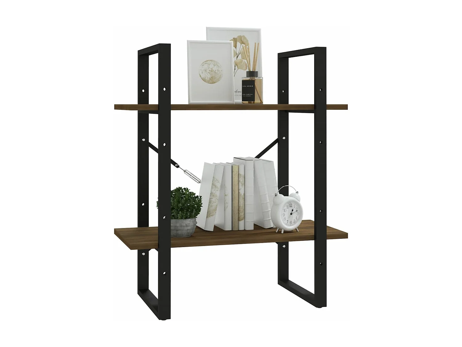 Bibliothèque 2 niveaux Chêne brun 60x30x70 cm Bois d'ingénierie