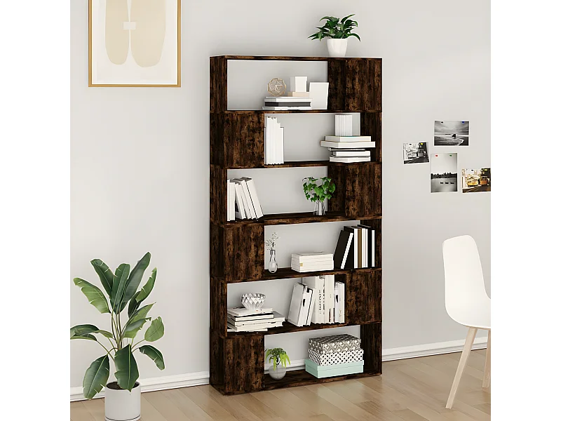 Bibliothèque/Séparateur de pièce chêne fumé 100x24x188 cm