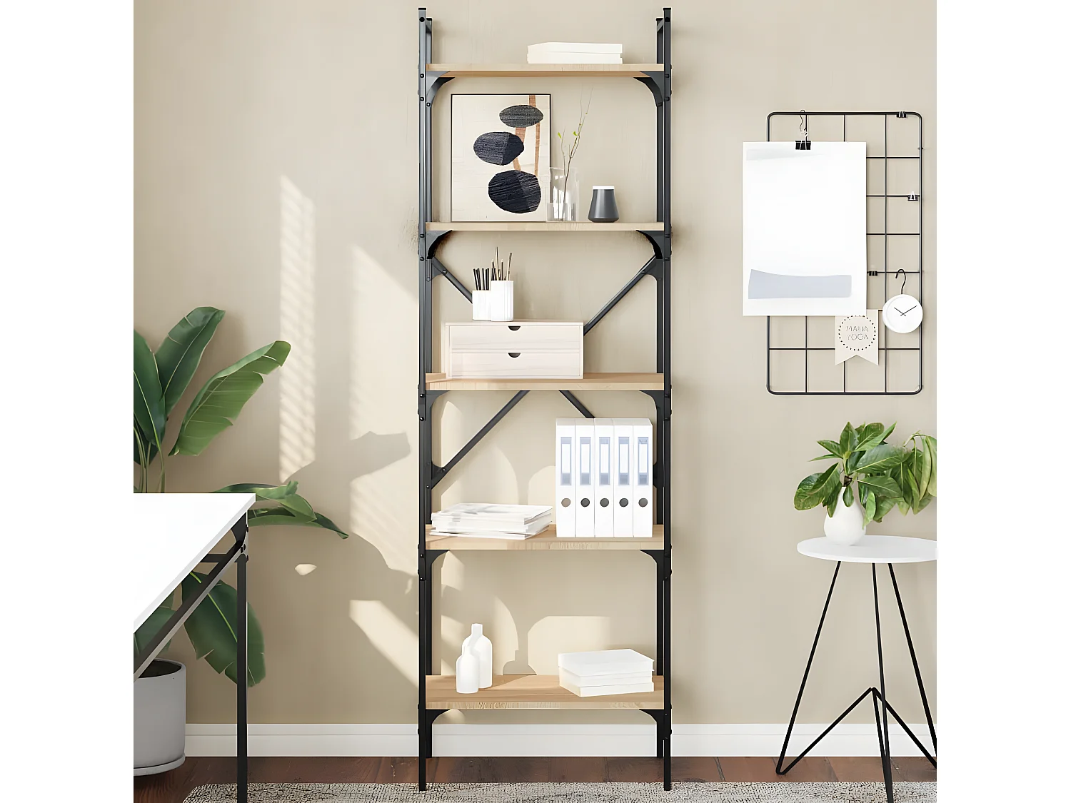 Boekenkast 5-laags 56x31,5x174 cm bewerkt hout sonoma eiken