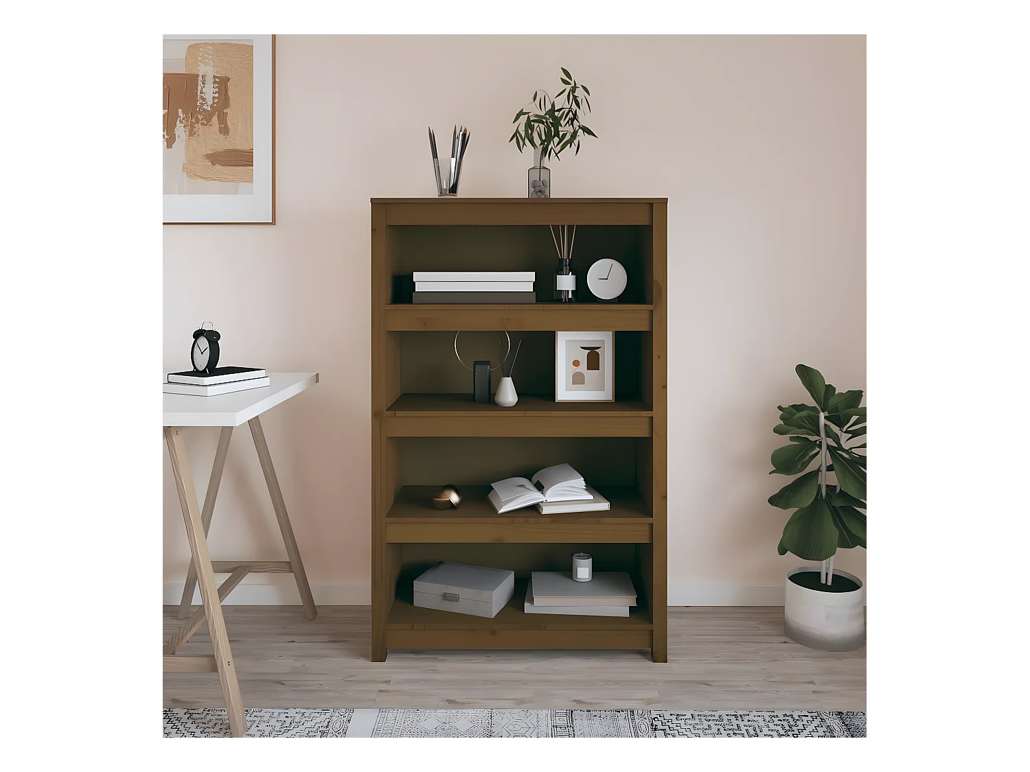 Bibliothèque Marron miel 80x35x126 cm Bois de pin massif