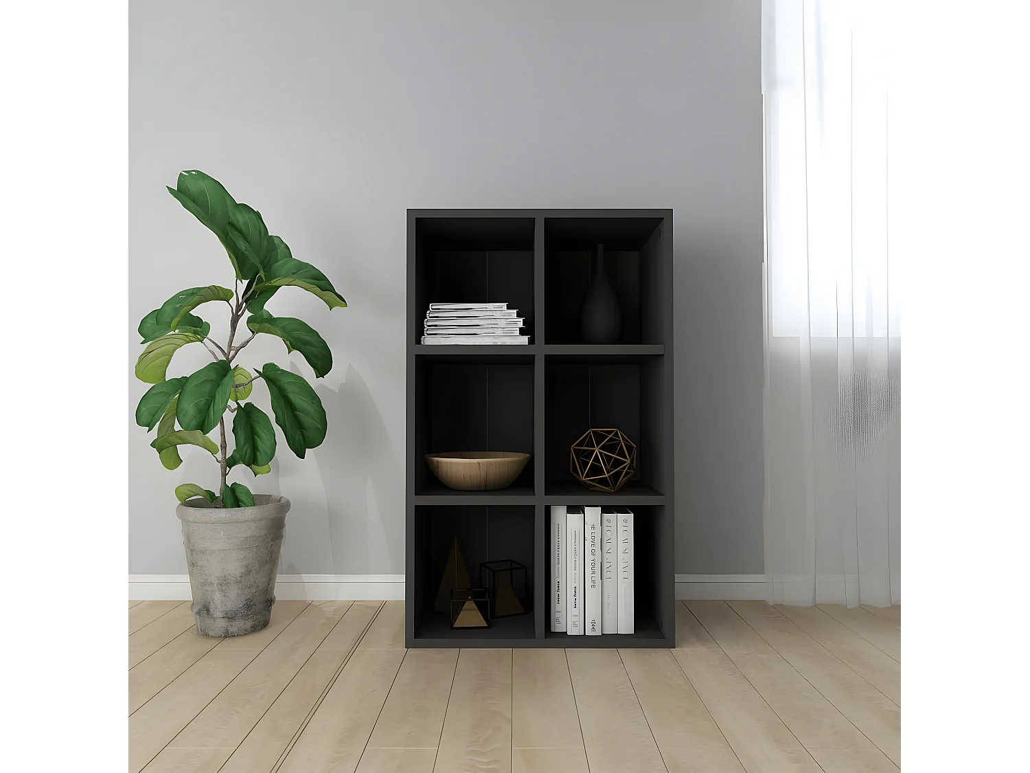 Bibliothèque/Buffet Noir 66x30x97,8 cm Aggloméré