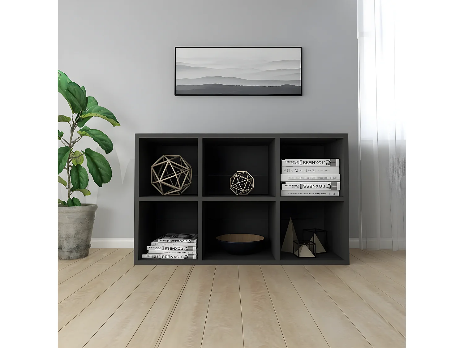 Bibliothèque/Buffet Noir 66x30x97,8 cm Aggloméré