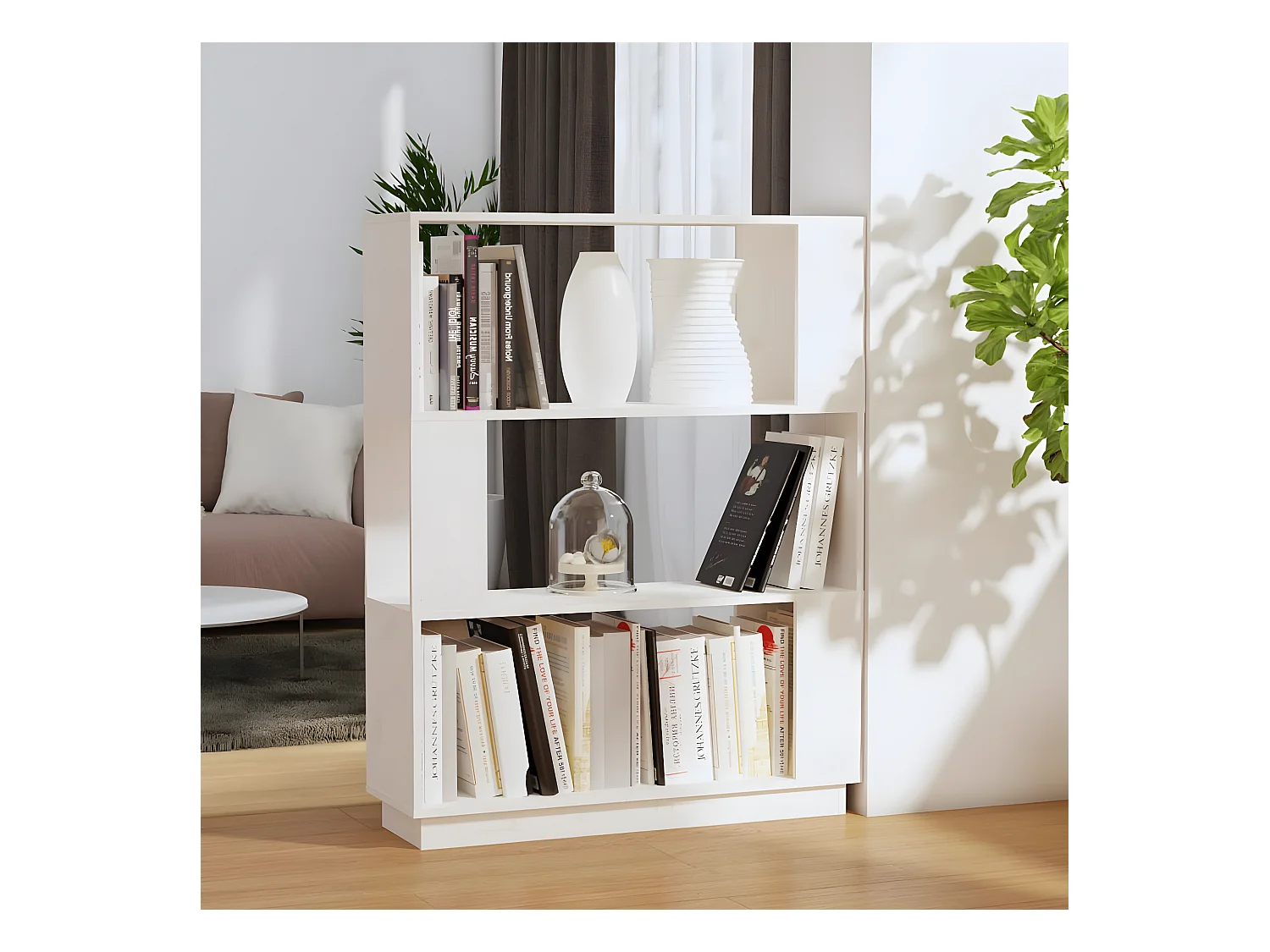Bibliothèque/Séparateur de pièce Blanc 80x25x101 cm Pin solide