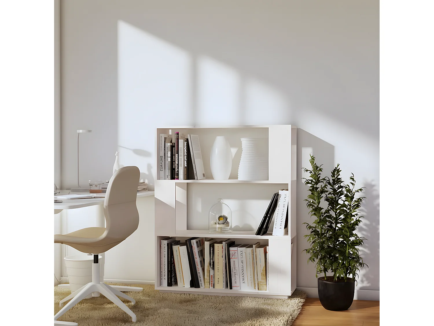 Bibliothèque/Séparateur de pièce Blanc 80x25x101 cm Pin solide