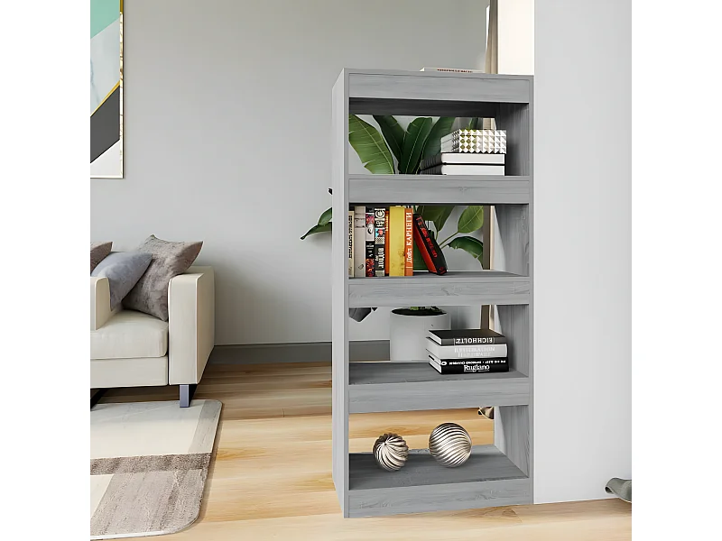 Boekenkast/kamerscherm 60x30x135 cm bewerkt hout grijs sonoma