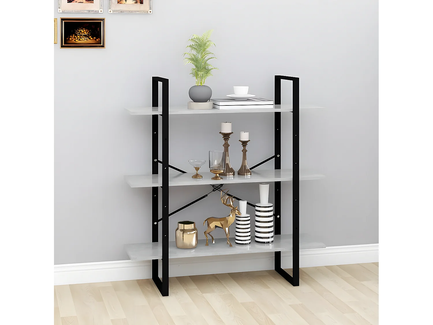 Bibliothèque Gris béton 100x30x105 cm Aggloméré