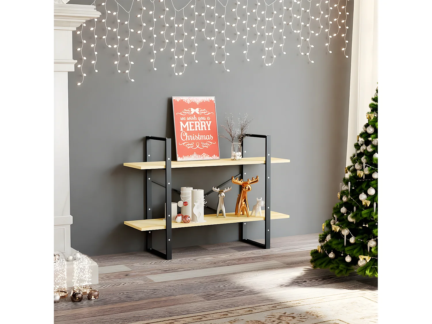 Estante com 2 prateleiras 100x30x70 cm pinho maciço