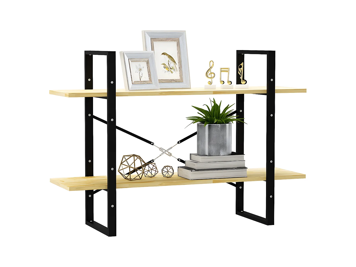 Estante com 2 prateleiras 100x30x70 cm pinho maciço