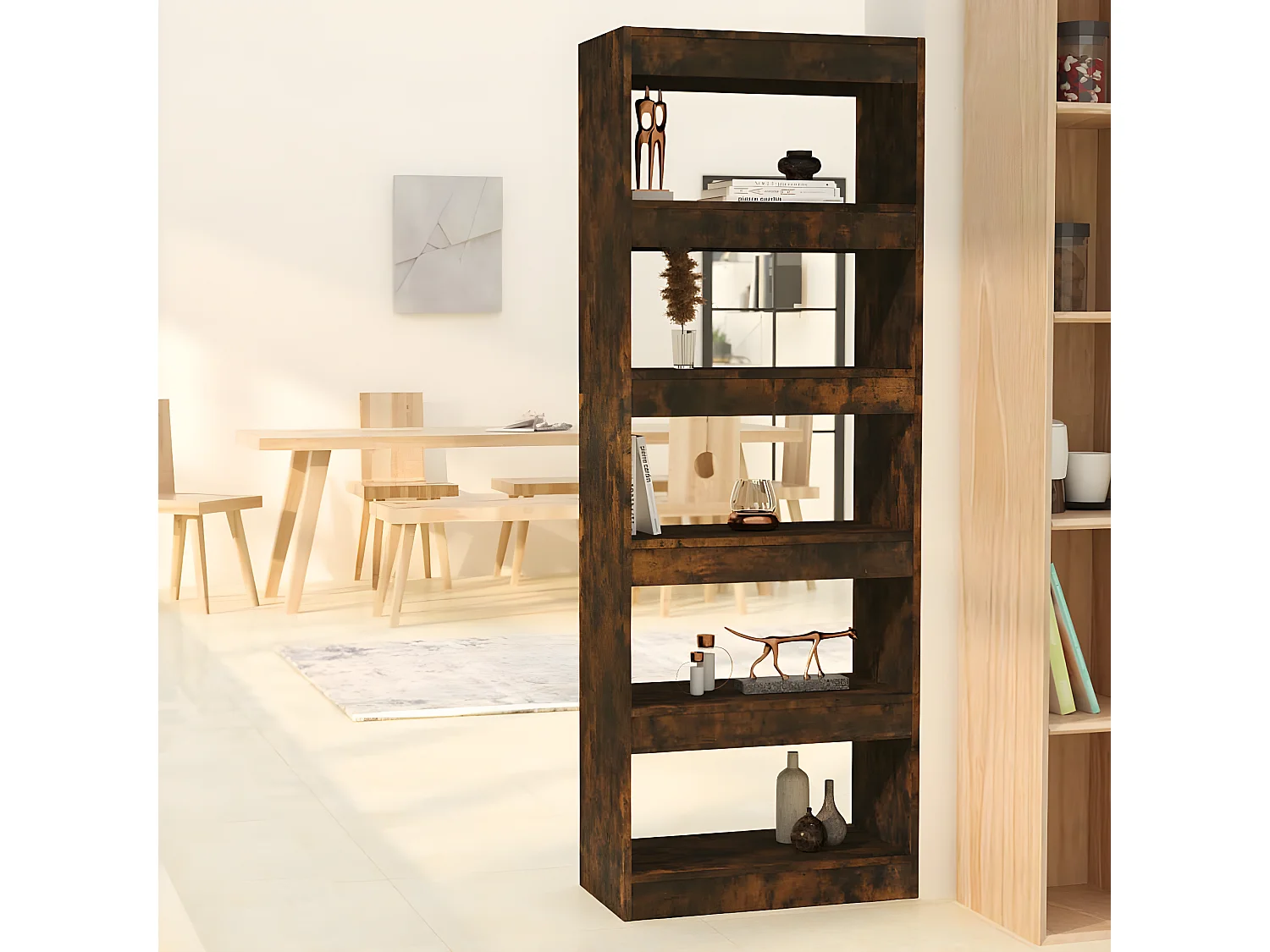 Estantería/divisor madera ingeniería roble ahumado 60x30x166 cm