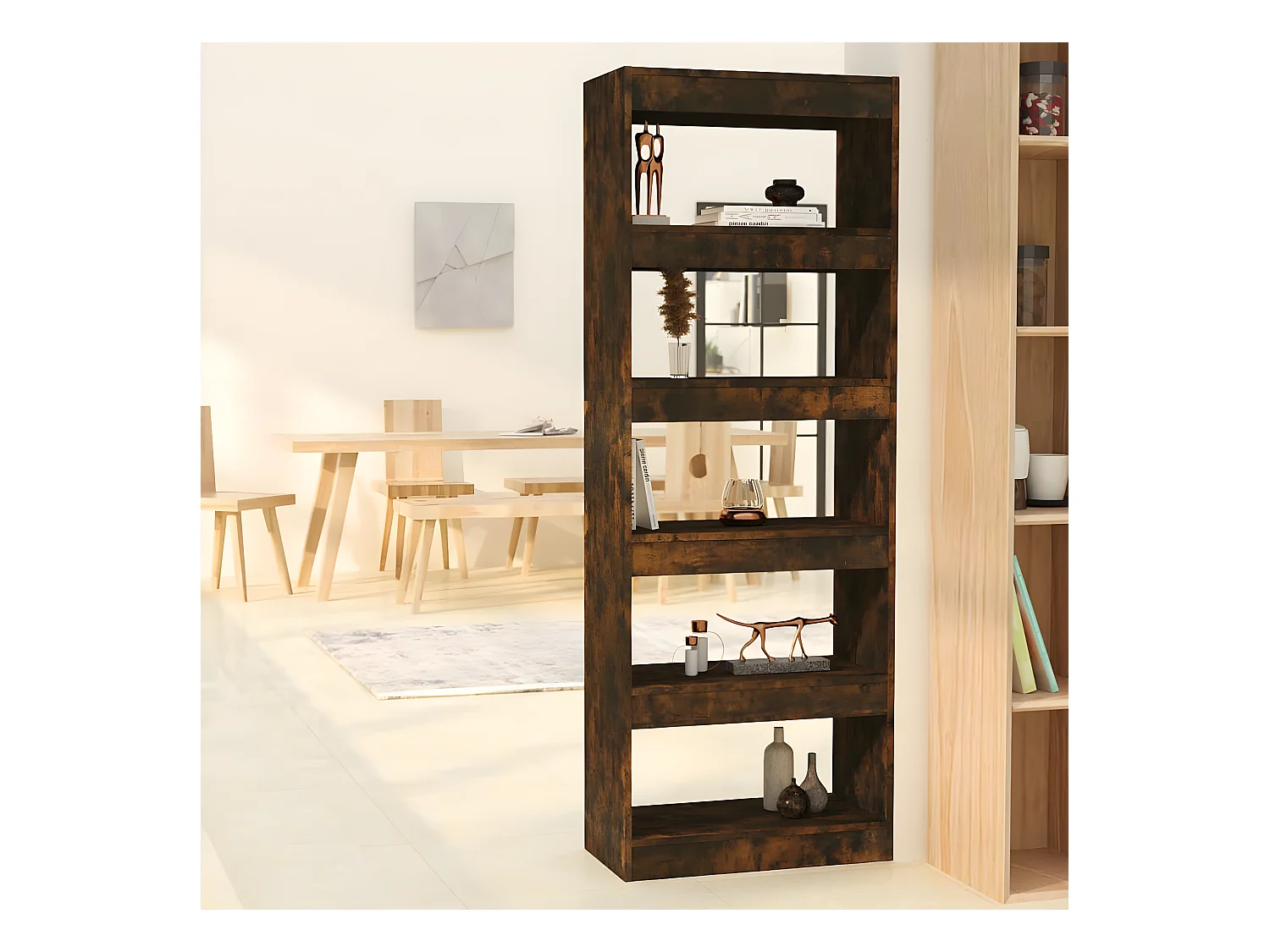 Bibliothèque/Séparateur de pièce Chêne fumé 60x30x166 cm