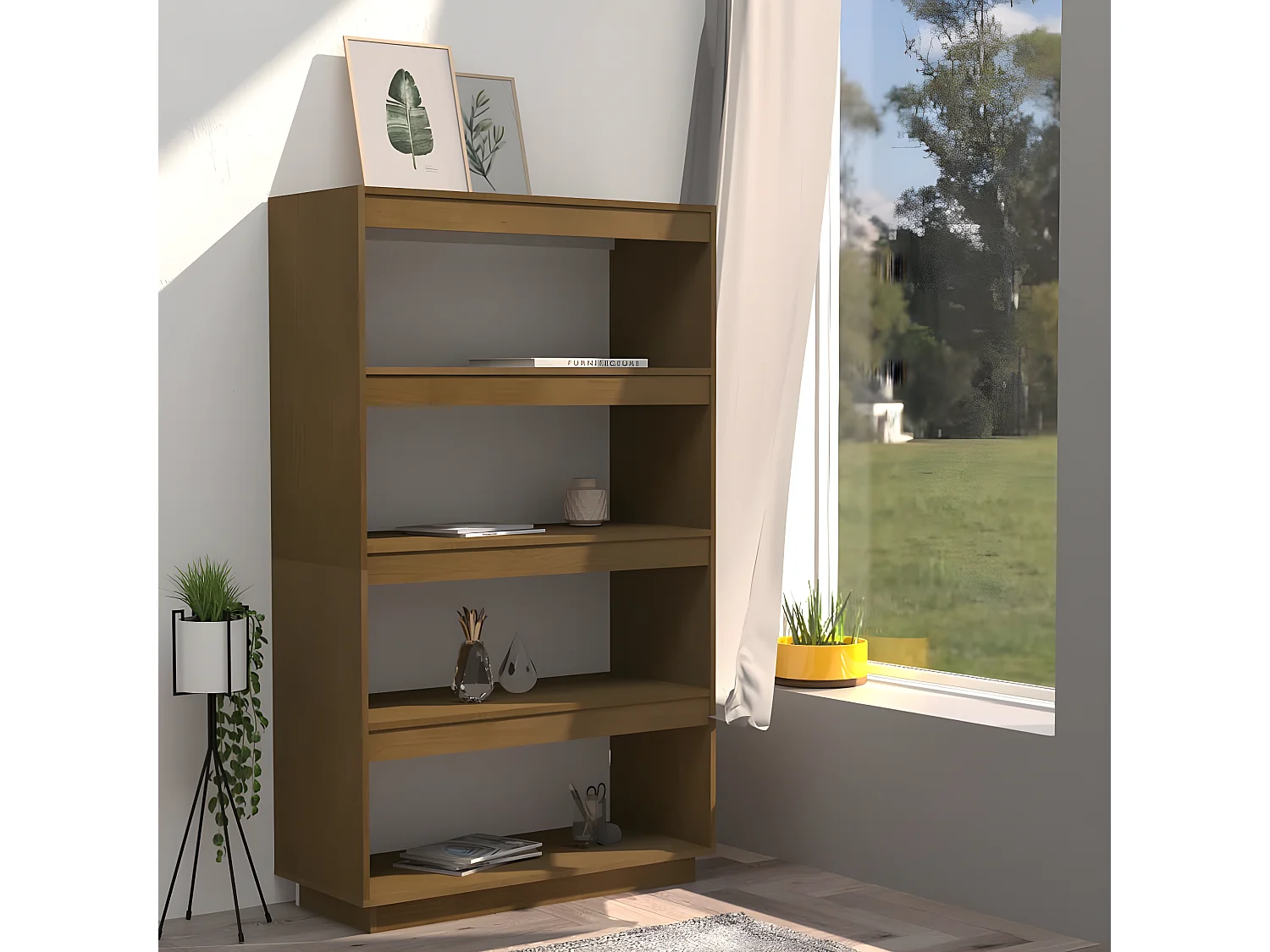 Bibliothèque/Séparateur de pièce Marron miel 80x35x135 cm Pin