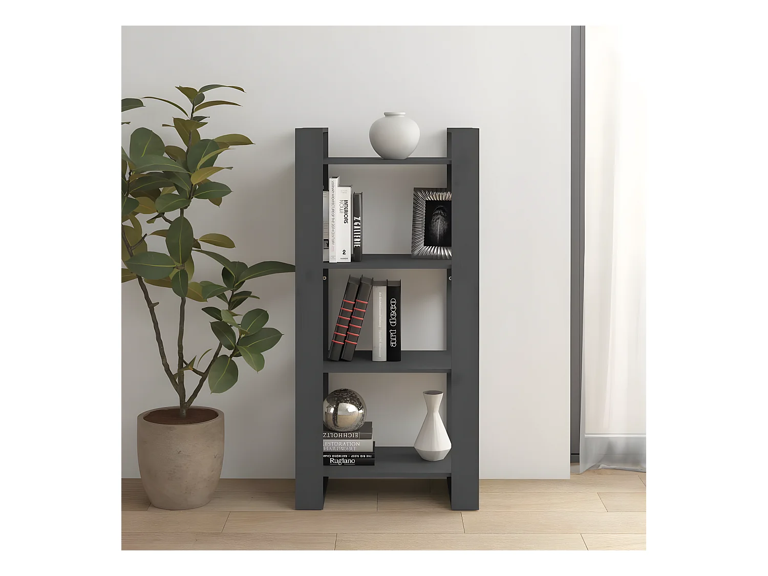 Bibliothèque/Séparateur de pièce Gris 60x35x125 cm Bois massif