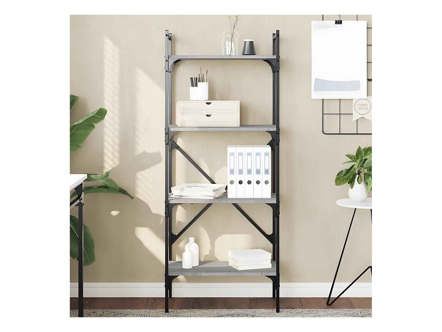 Boekenkast 4-laags 56x31,5x138,5 cm bewerkt hout grijs sonoma