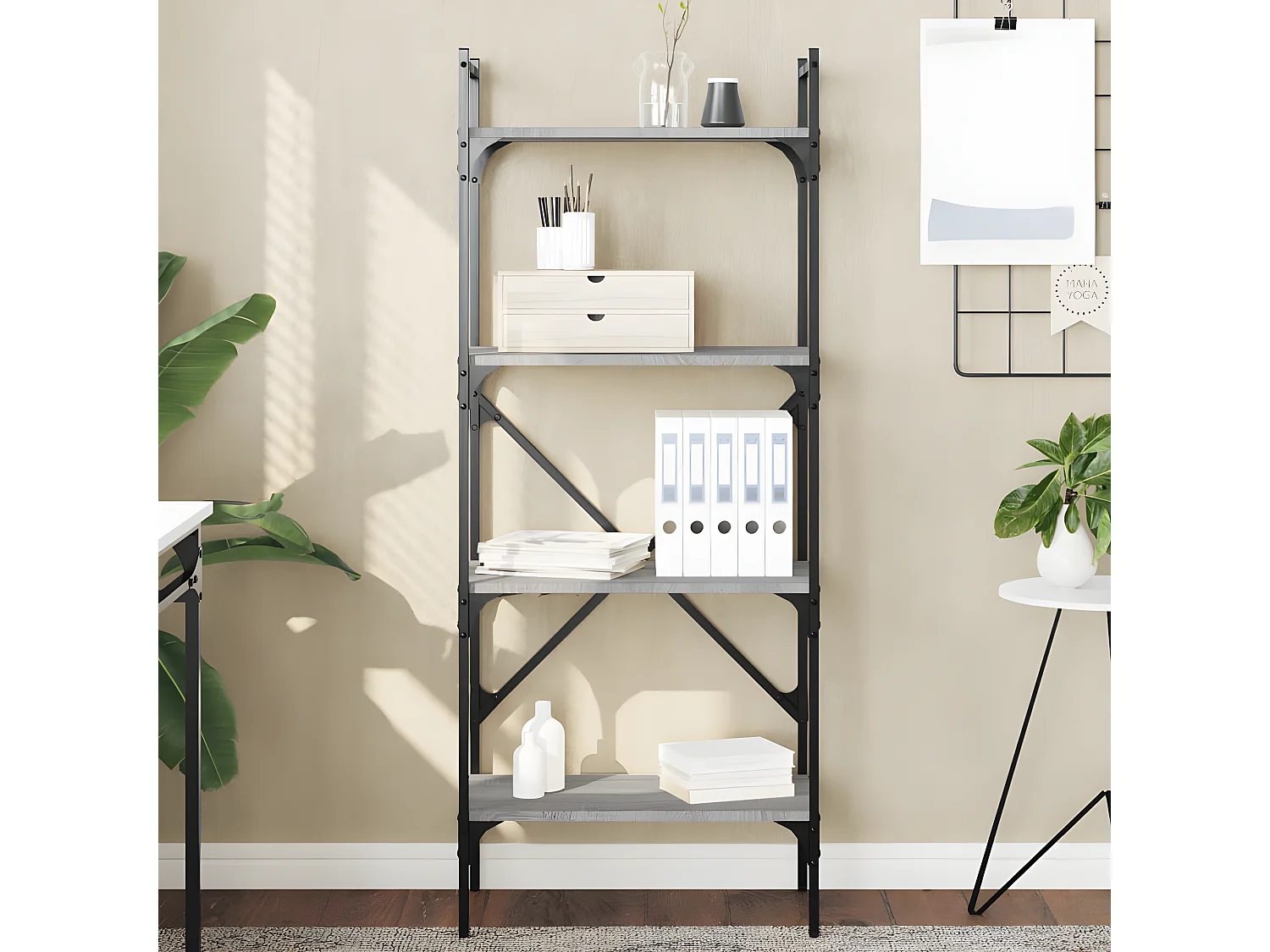 Bibliothèque à 4 niveaux sonoma gris 56x31,5x138,5 cm