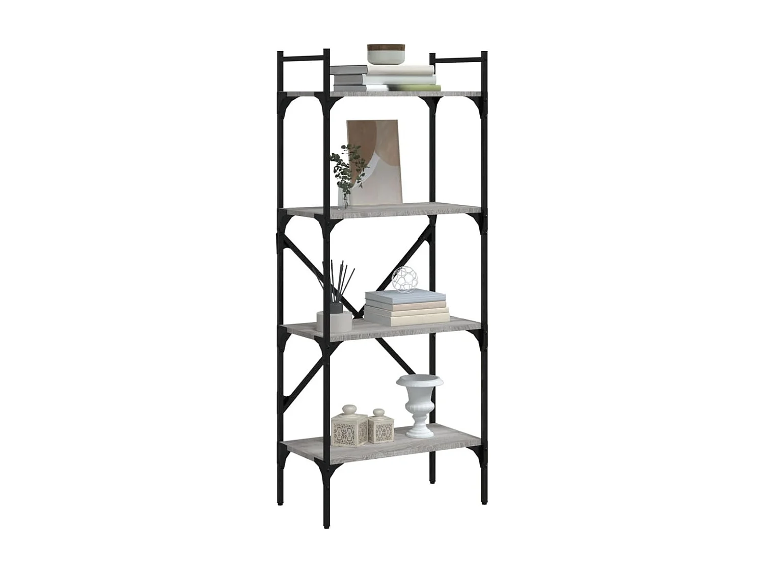 Bibliothèque à 4 niveaux sonoma gris 56x31,5x138,5 cm