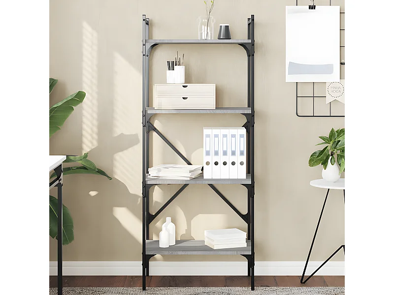 Librería 4 estantes madera gris Sonoma 56x31,5x138,5 cm