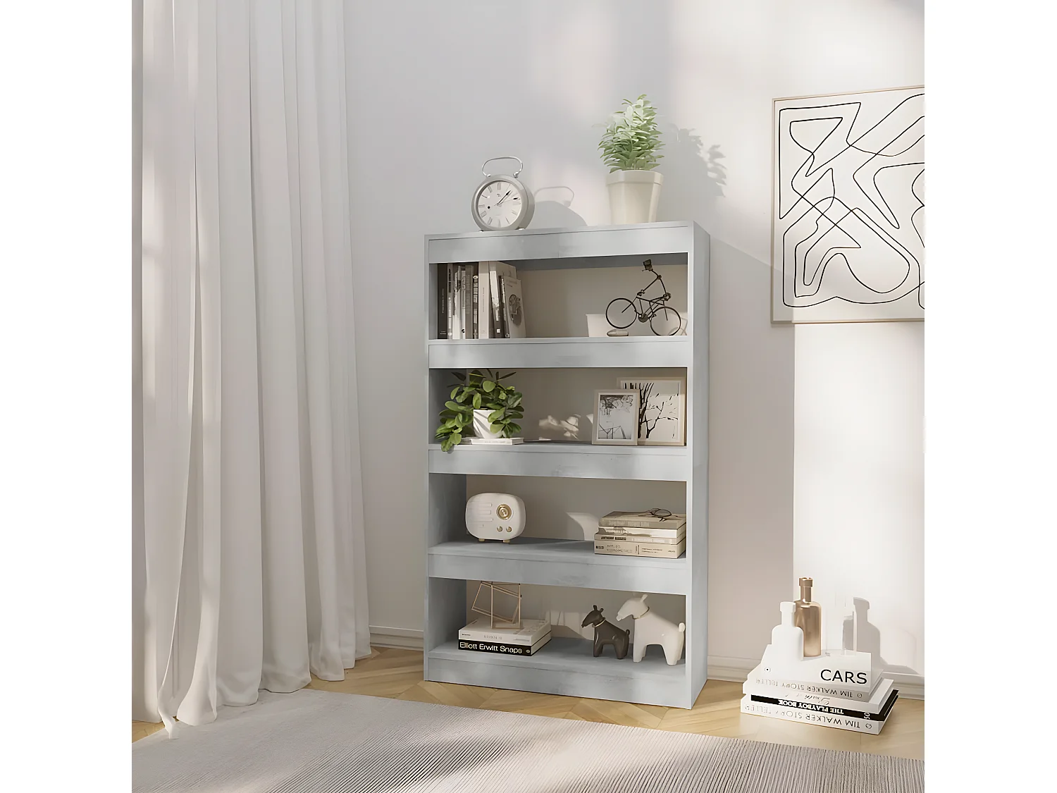 Bibliothèque/Séparateur pièce Gris béton 80x30x135 cm Aggloméré