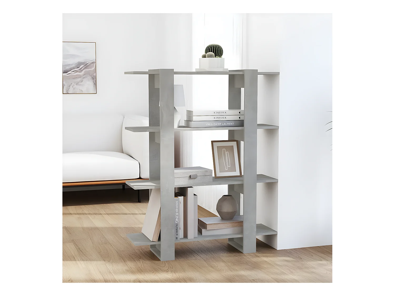 Bibliothèque/Séparateur de pièce Gris béton 100x30x123,5 cm