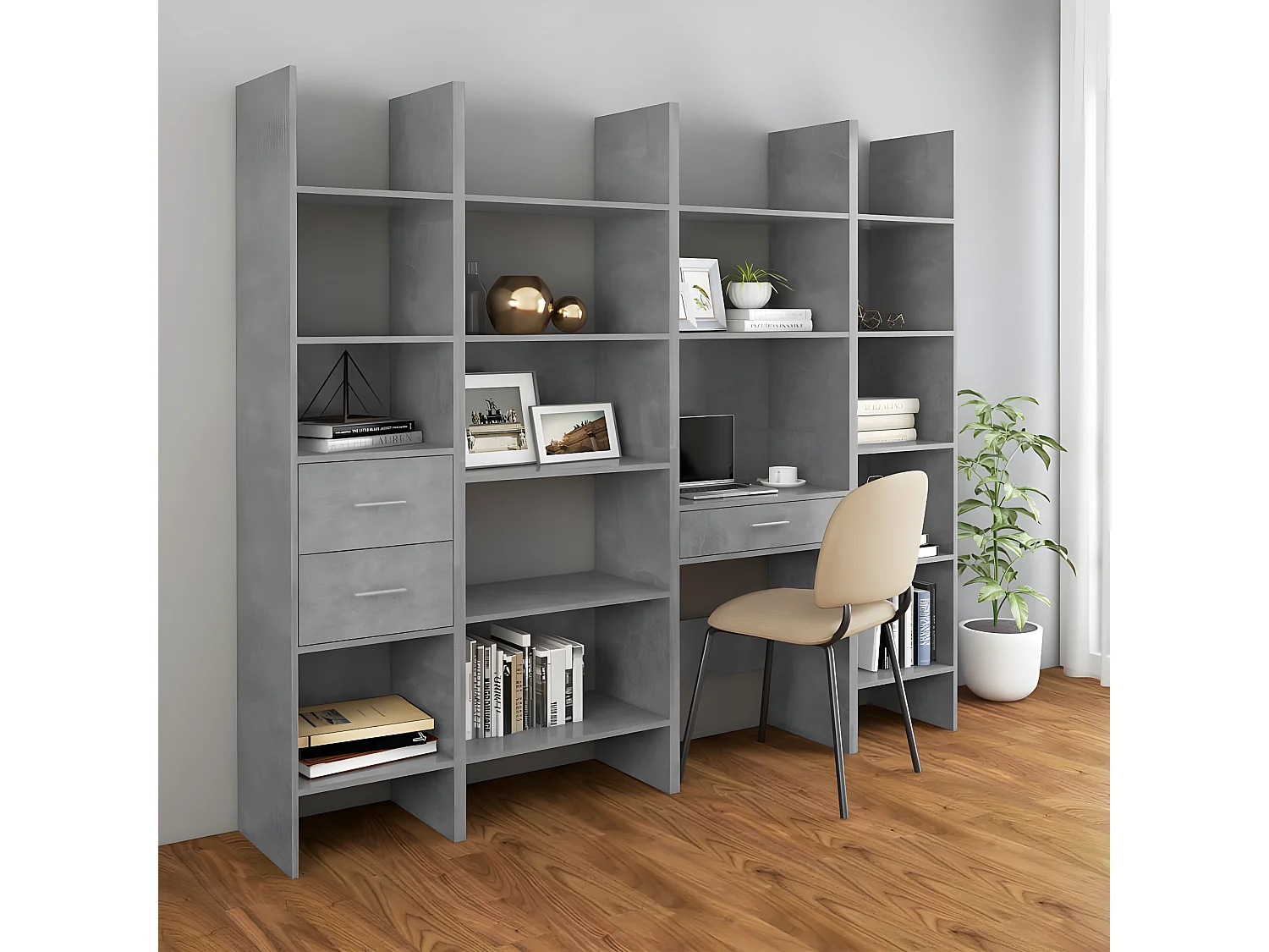 Bibliothèque Gris béton 60x35x180 cm Aggloméré