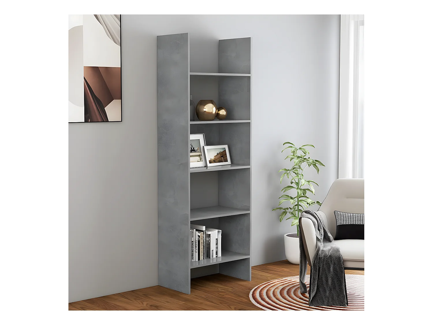 Bibliothèque Gris béton 60x35x180 cm Aggloméré
