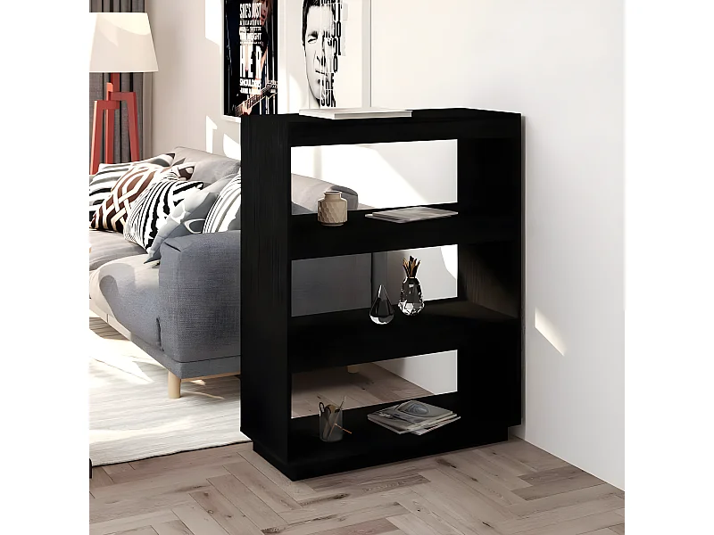 Estantería/divisor de espacios madera pino negro 80x35x103 cm