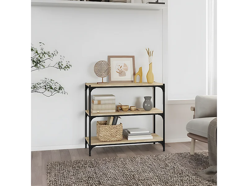 Bibliothèque Chêne Sonoma 80x33x70,5 cm Bois d'ingénierie acier