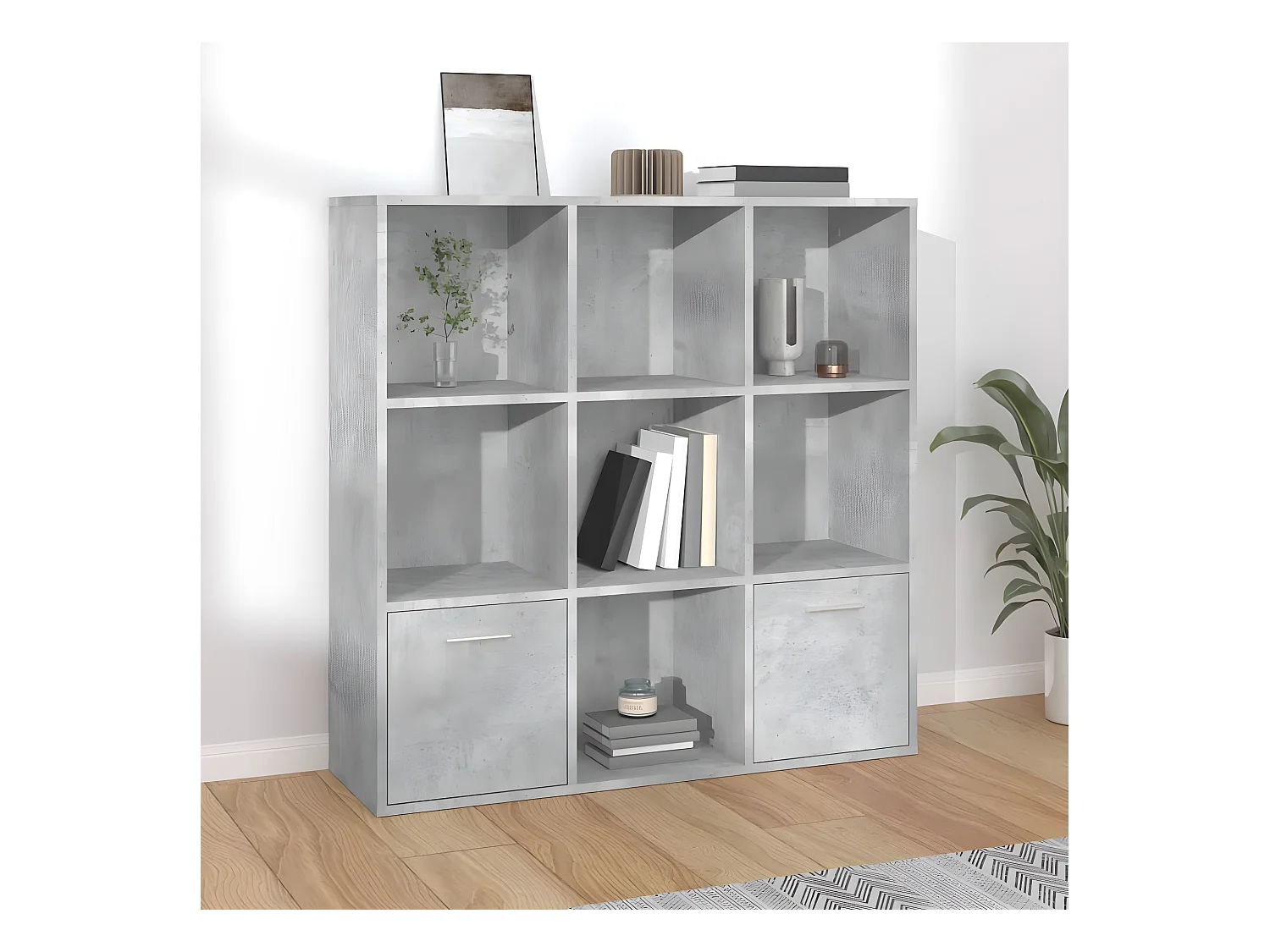 Bibliothèque Gris béton 98x30x98 cm Aggloméré